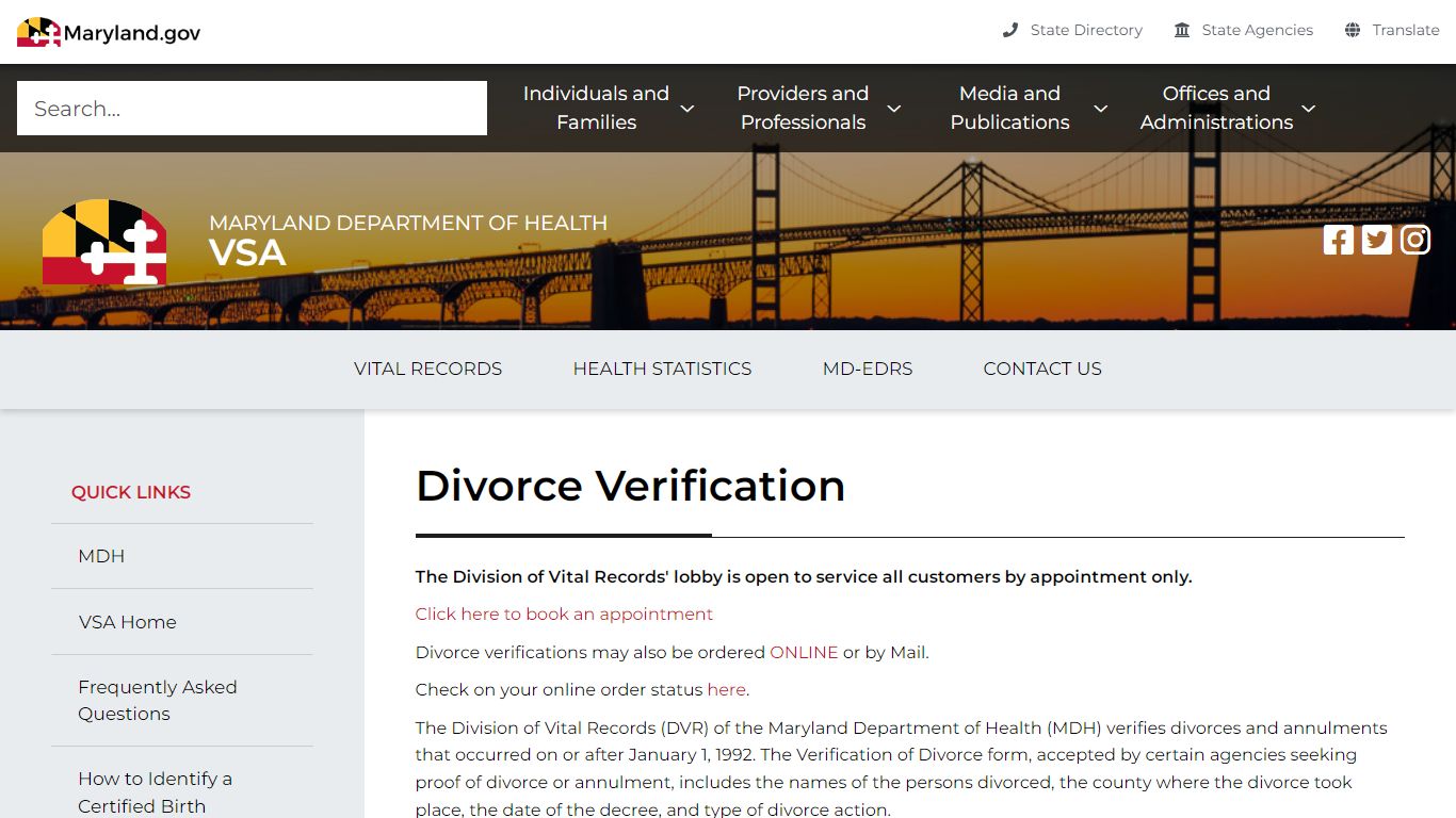 Maryland Department of Health divorce